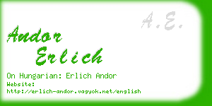 andor erlich business card